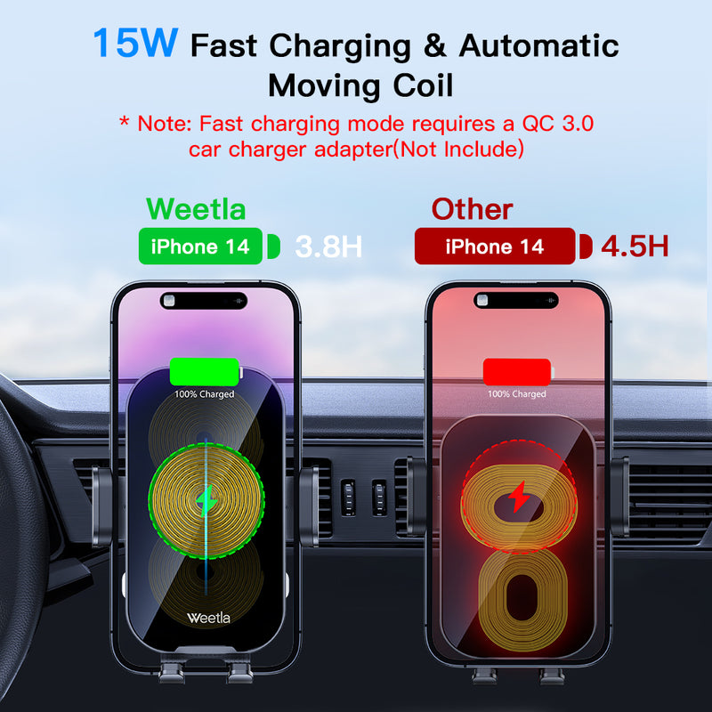 𝟮𝟬𝟮𝟯 𝗡𝗲𝘄 Weetla Wireless Car Charger,Charging Auto-Alignment, Air  Vent